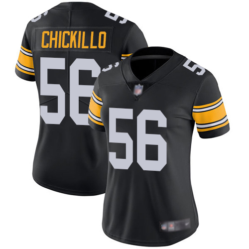 Women Pittsburgh Steelers Football #56 Limited Black Anthony Chickillo Alternate Vapor Nike NFL Jersey